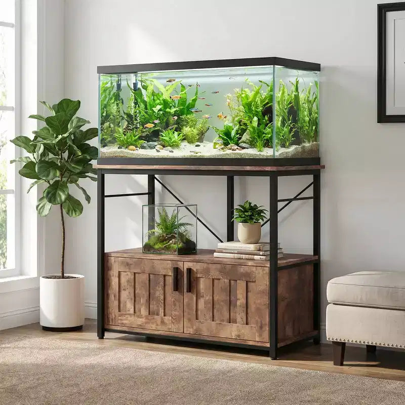 40–50 Gallon Aquarium Stand with Storage Cabinet – 660 lb Capacity, 2-Tier Design