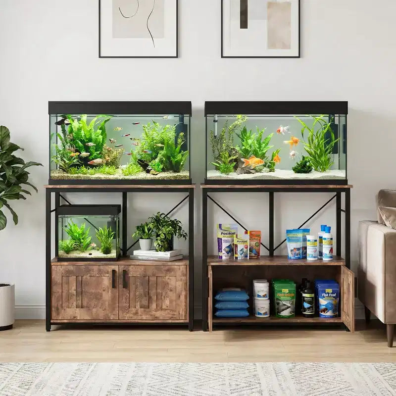 40–50 Gallon Aquarium Stand with Storage Cabinet – 660 lb Capacity, 2-Tier Design
