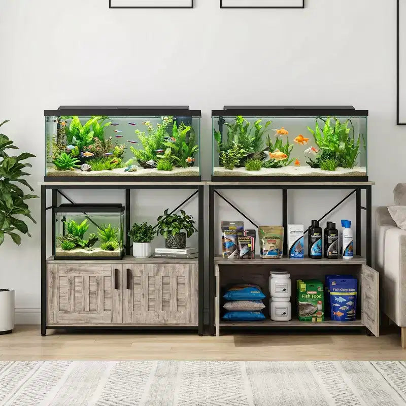40–50 Gallon Aquarium Stand with Storage Cabinet – 660 lb Capacity, 2-Tier Design