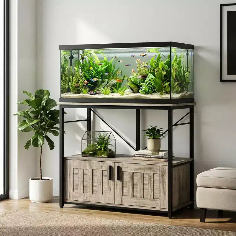 40–50 Gallon Aquarium Stand with Storage Cabinet – 660 lb Capacity, 2-Tier Design