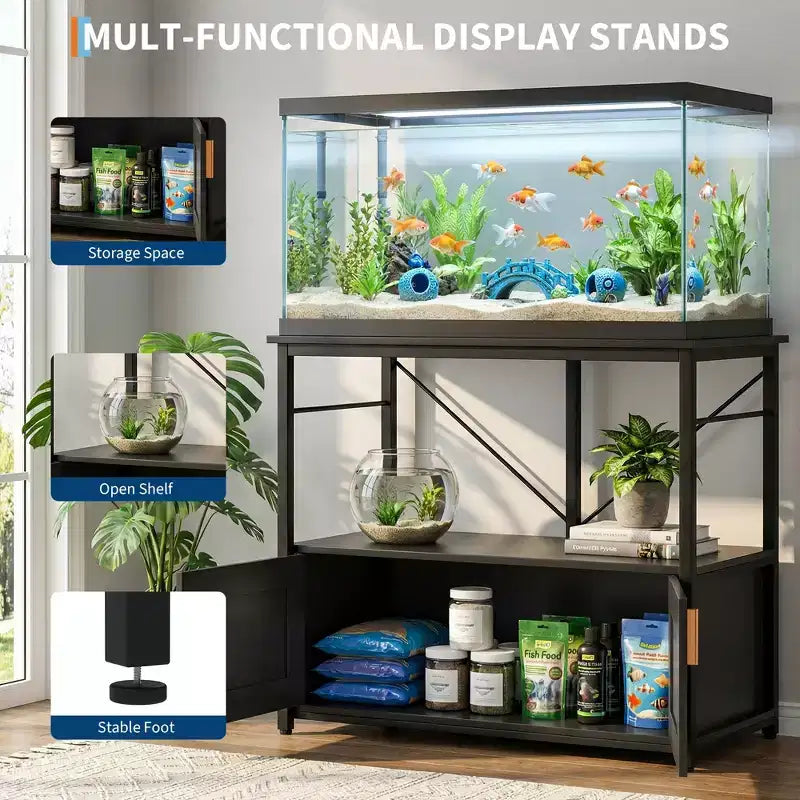 40–50 Gallon Aquarium Stand with Storage Cabinet – 660 lb Capacity, 2-Tier Design