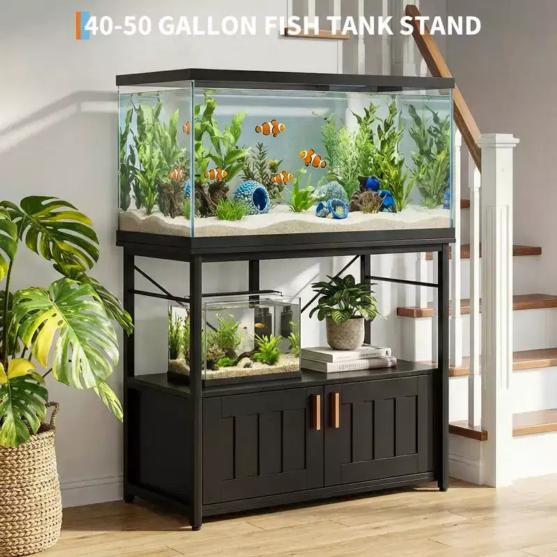 40–50 Gallon Aquarium Stand with Storage Cabinet – 660 lb Capacity, 2-Tier Design