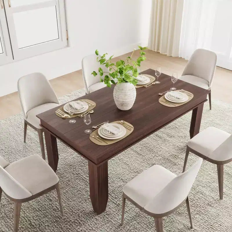 Farmhouse Dining Table for 6-8 People, 63 Non-extendable Rectangular Kitchen Table with Sturdy Wooden Frame for Dining Room