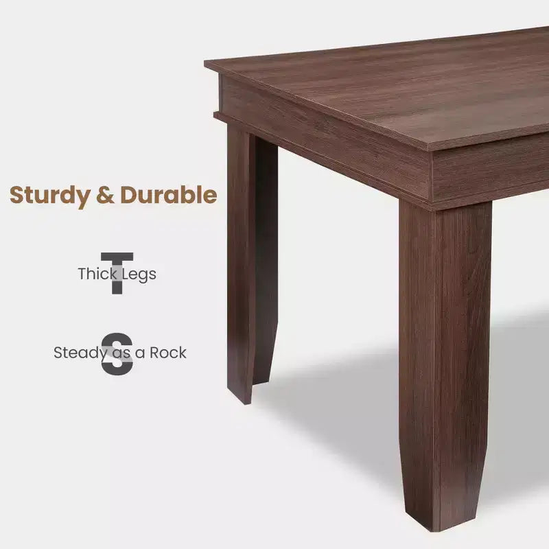 Farmhouse Dining Table for 6-8 People, 63 Non-extendable Rectangular Kitchen Table with Sturdy Wooden Frame for Dining Room