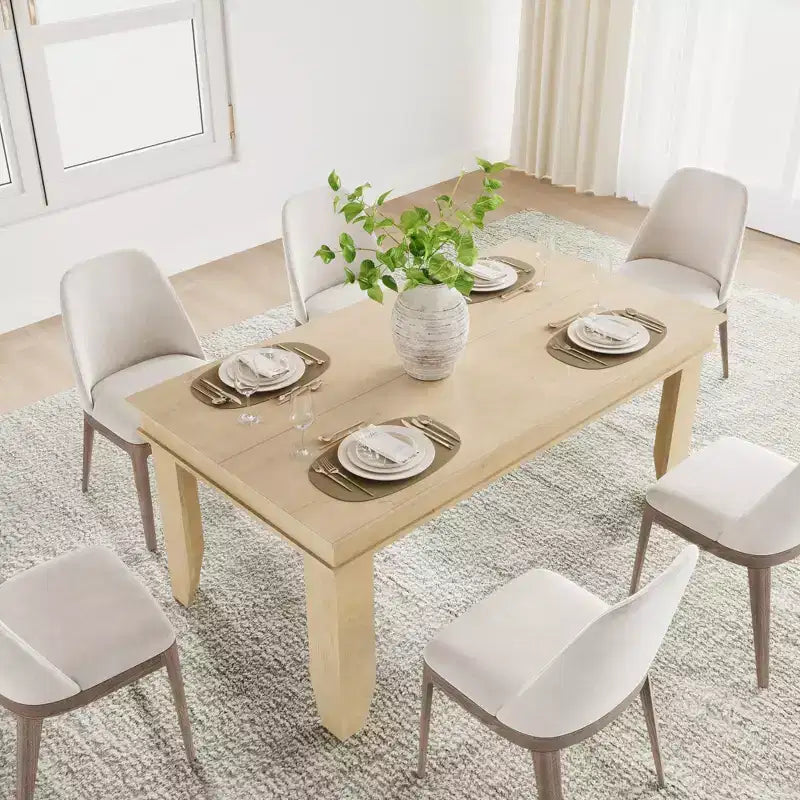 Farmhouse Dining Table for 6-8 People, 63 Non-extendable Rectangular Kitchen Table with Sturdy Wooden Frame for Dining Room
