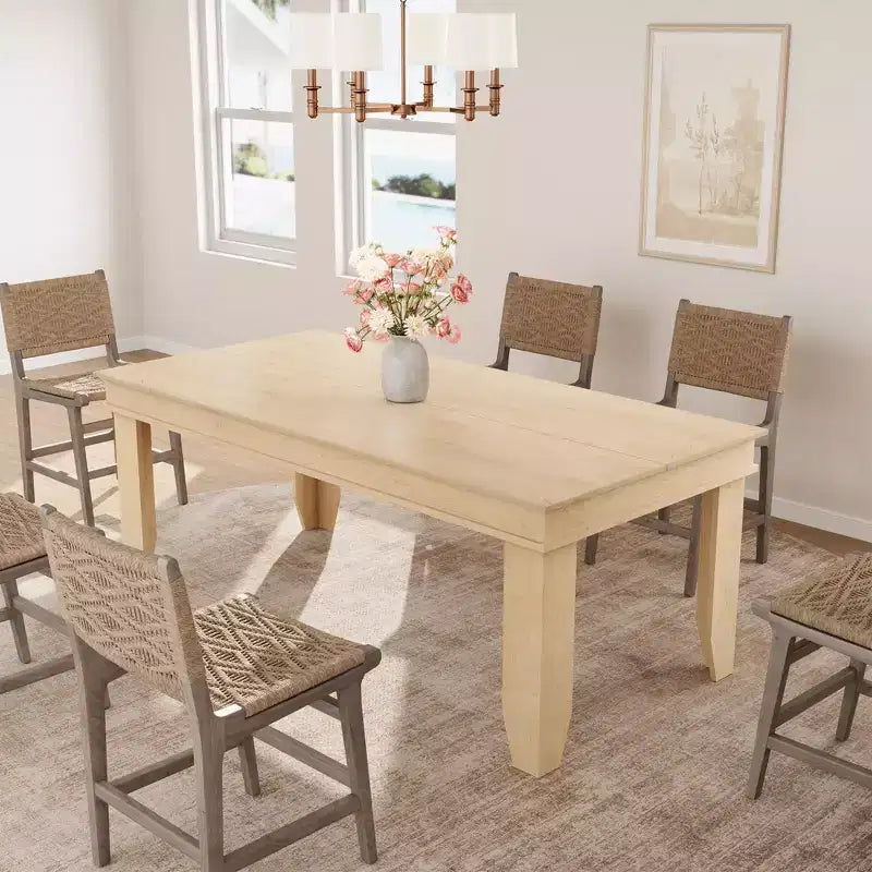 Farmhouse Dining Table for 6-8 People, 63 Non-extendable Rectangular Kitchen Table with Sturdy Wooden Frame for Dining Room