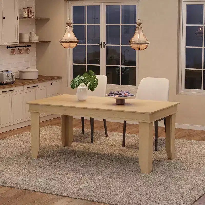 Farmhouse Dining Table for 6-8 People, 63 Non-extendable Rectangular Kitchen Table with Sturdy Wooden Frame for Dining Room