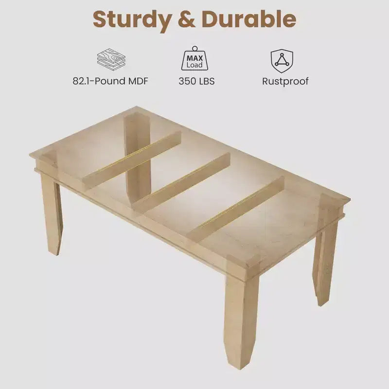 Farmhouse Dining Table for 6-8 People, 63 Non-extendable Rectangular Kitchen Table with Sturdy Wooden Frame for Dining Room