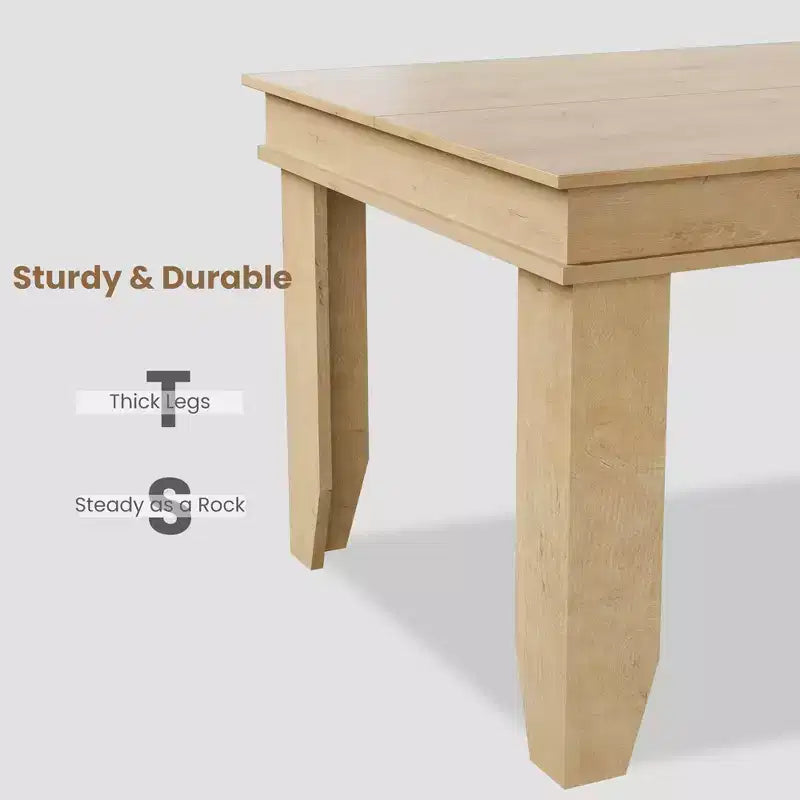 Farmhouse Dining Table for 6-8 People, 63 Non-extendable Rectangular Kitchen Table with Sturdy Wooden Frame for Dining Room