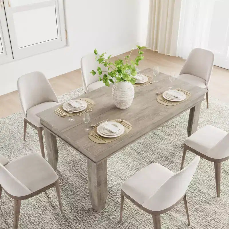Farmhouse Dining Table for 6-8 People, 63 Non-extendable Rectangular Kitchen Table with Sturdy Wooden Frame for Dining Room