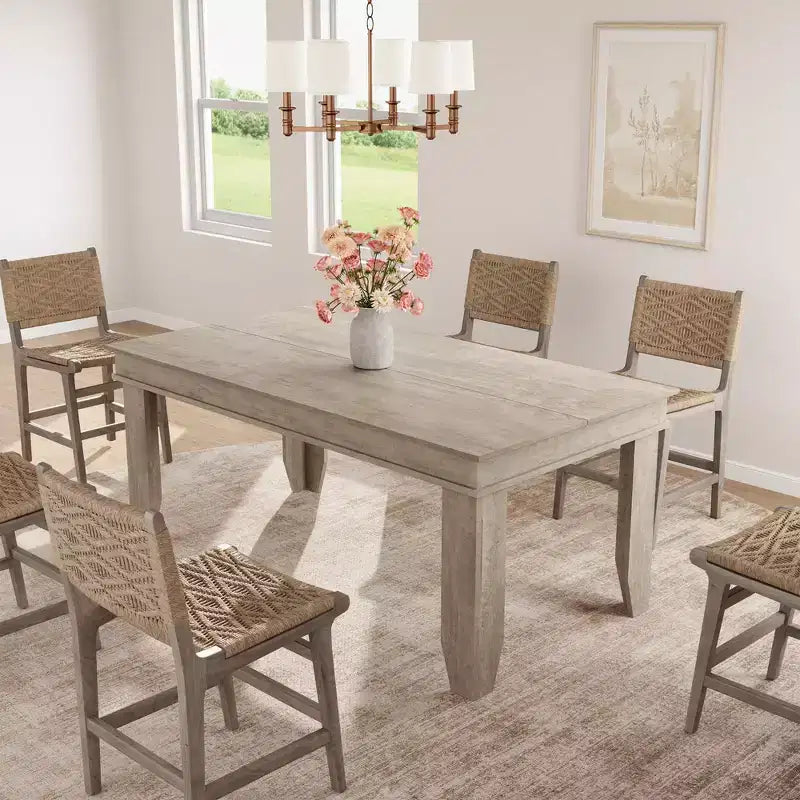 Farmhouse Dining Table for 6-8 People, 63 Non-extendable Rectangular Kitchen Table with Sturdy Wooden Frame for Dining Room
