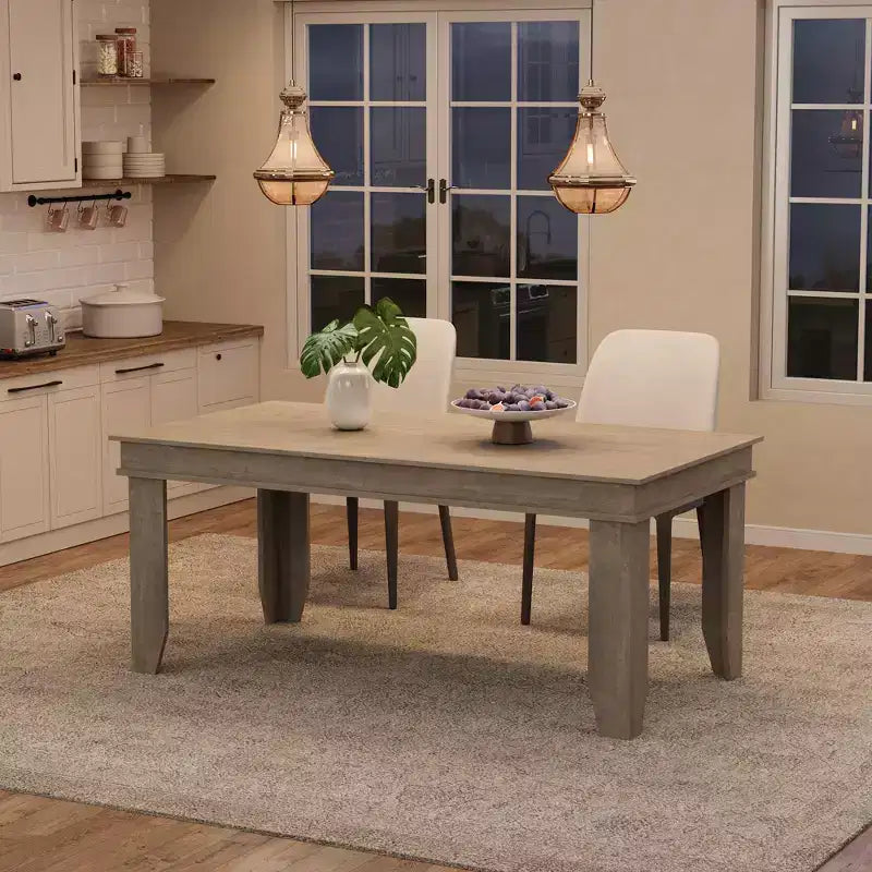 Farmhouse Dining Table for 6-8 People, 63 Non-extendable Rectangular Kitchen Table with Sturdy Wooden Frame for Dining Room