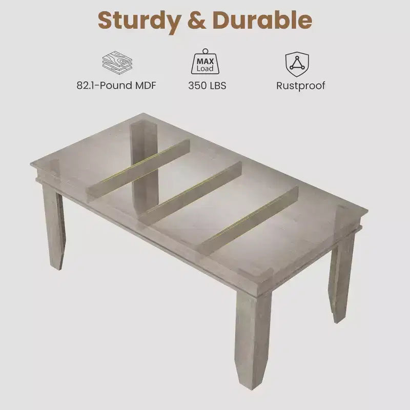 Farmhouse Dining Table for 6-8 People, 63 Non-extendable Rectangular Kitchen Table with Sturdy Wooden Frame for Dining Room