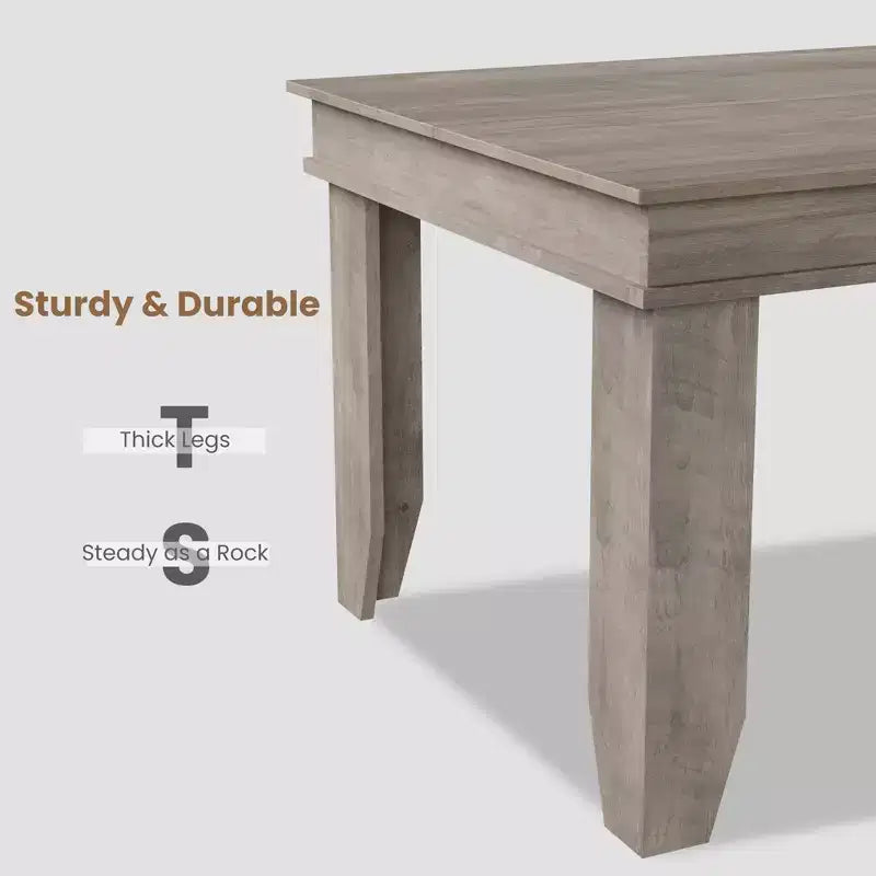 Farmhouse Dining Table for 6-8 People, 63 Non-extendable Rectangular Kitchen Table with Sturdy Wooden Frame for Dining Room