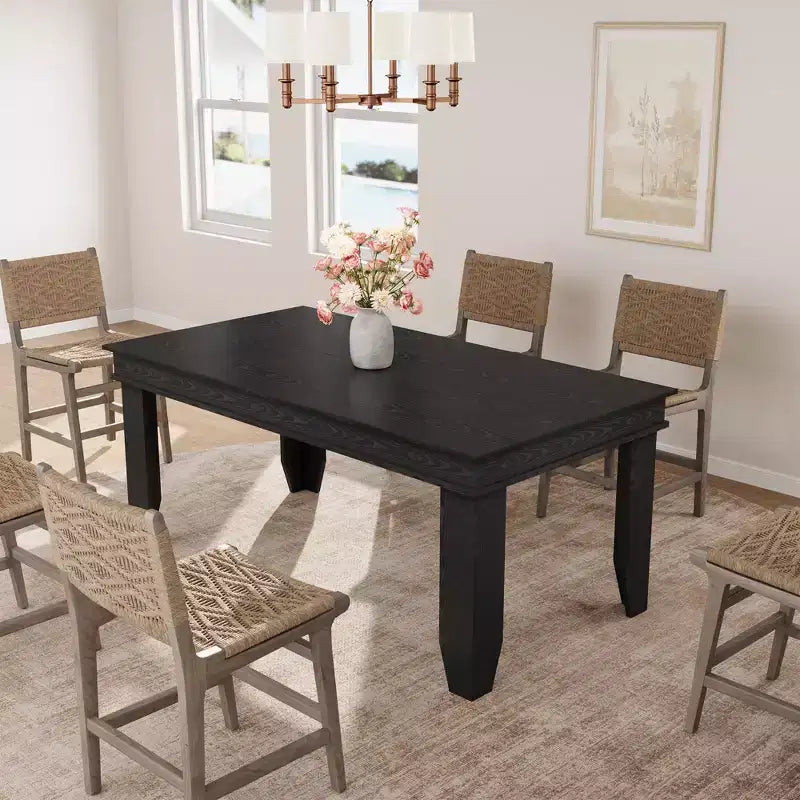 Farmhouse Dining Table for 6-8 People, 63 Non-extendable Rectangular Kitchen Table with Sturdy Wooden Frame for Dining Room