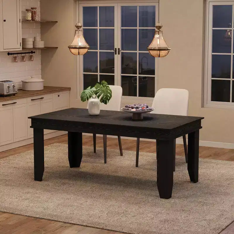 Farmhouse Dining Table for 6-8 People, 63 Non-extendable Rectangular Kitchen Table with Sturdy Wooden Frame for Dining Room