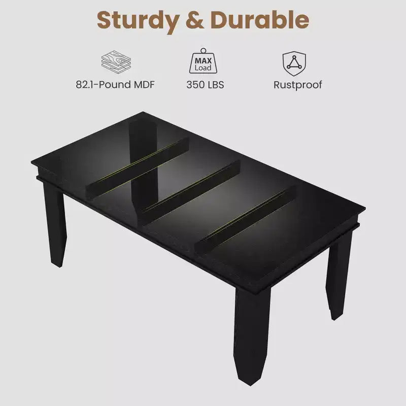 Farmhouse Dining Table for 6-8 People, 63 Non-extendable Rectangular Kitchen Table with Sturdy Wooden Frame for Dining Room