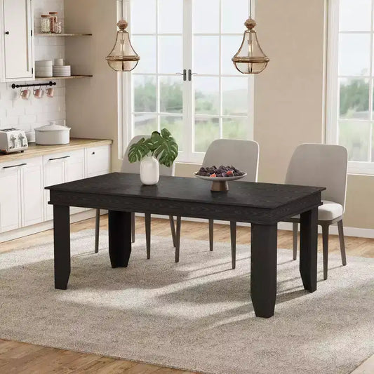Farmhouse Dining Table for 6-8 People, 63 Non-extendable Rectangular Kitchen Table with Sturdy Wooden Frame for Dining Room