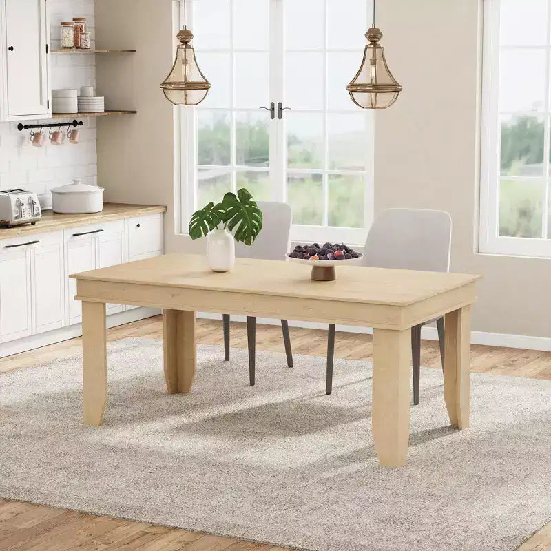 Farmhouse Dining Table for 6-8 People, 63 Non-extendable Rectangular Kitchen Table with Sturdy Wooden Frame for Dining Room