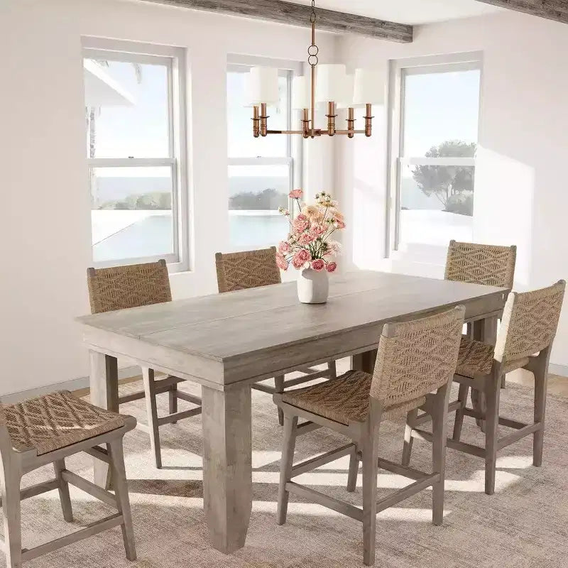 Farmhouse Dining Table for 6-8 People, 63 Non-extendable Rectangular Kitchen Table with Sturdy Wooden Frame for Dining Room