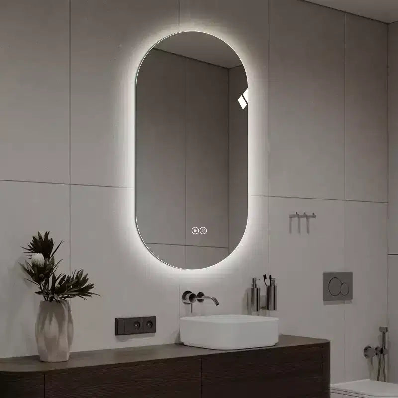 48"x24" Oval LED Touch Bathroom Mirror – Anti-Fog, 3 Color Temps, Wall Mount