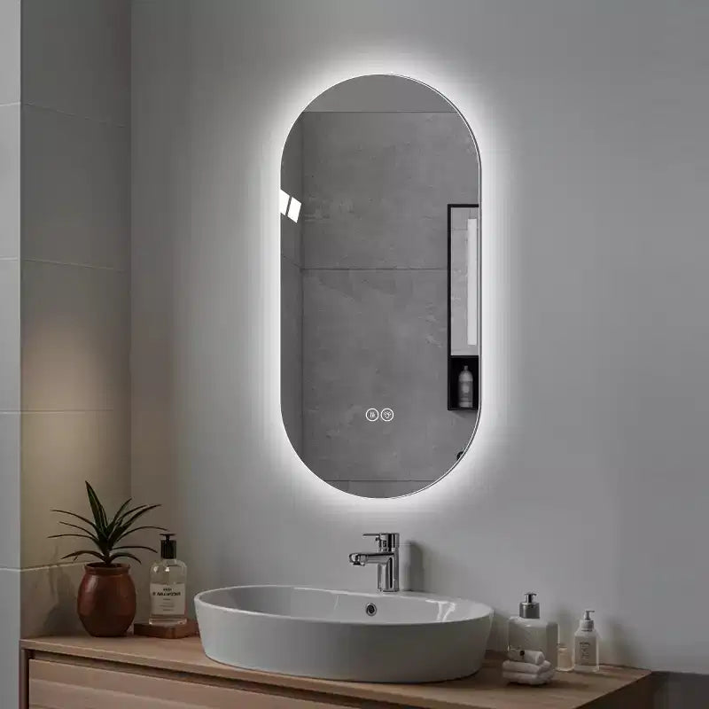 48"x24" Oval LED Touch Bathroom Mirror – Anti-Fog, 3 Color Temps, Wall Mount