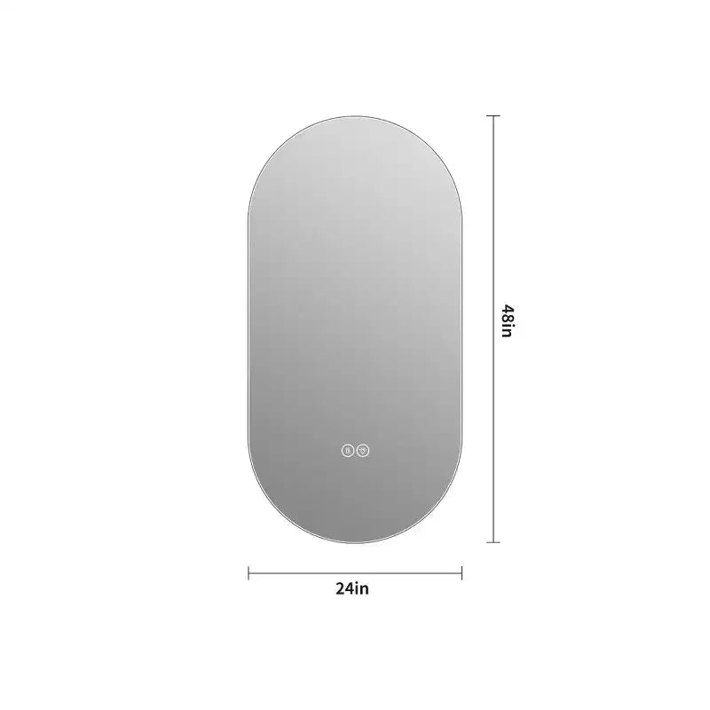 48"x24" Oval LED Touch Bathroom Mirror – Anti-Fog, 3 Color Temps, Wall Mount