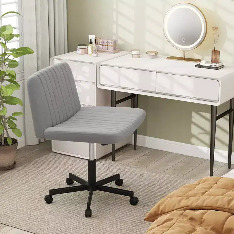 Criss Cross Chair with Wheels – Extra-Wide Linen Seat, 360° Swivel, 350 lb Capacity