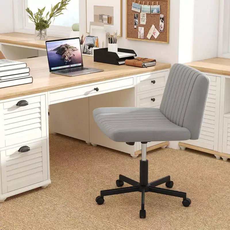 Criss Cross Chair with Wheels – Extra-Wide Linen Seat, 360° Swivel, 350 lb Capacity