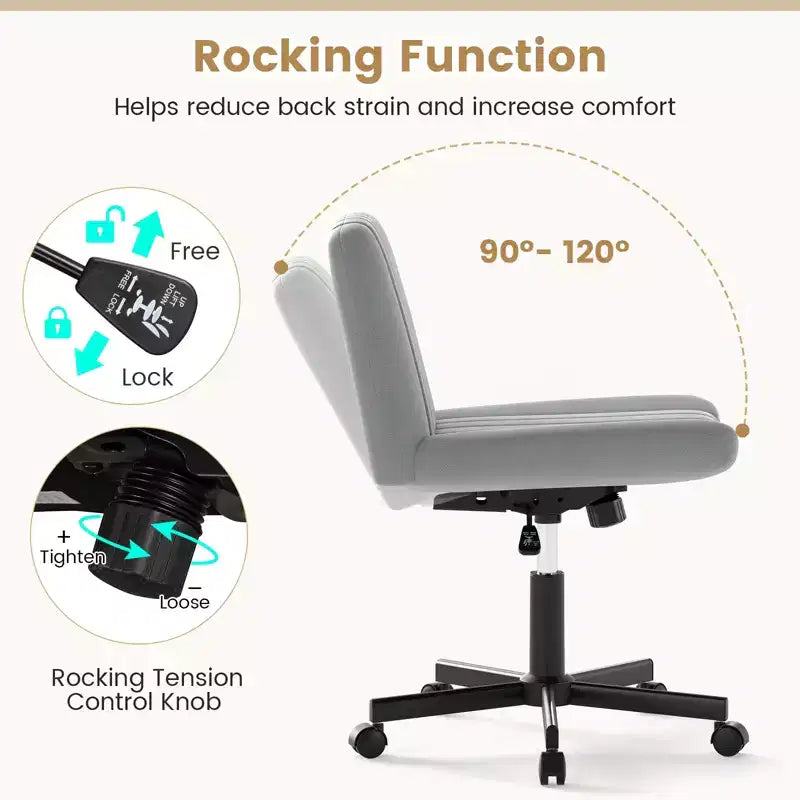 Criss Cross Chair with Wheels – Extra-Wide Linen Seat, 360° Swivel, 350 lb Capacity
