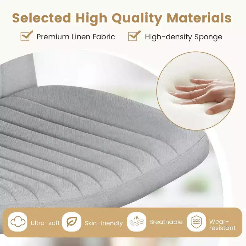 Criss Cross Chair with Wheels – Extra-Wide Linen Seat, 360° Swivel, 350 lb Capacity