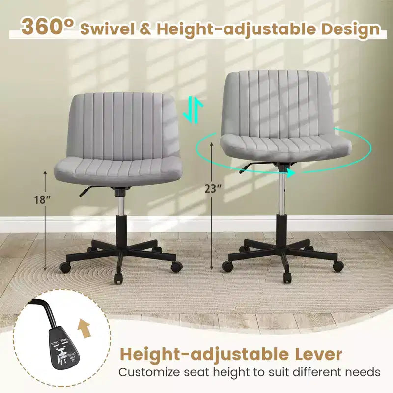 Criss Cross Chair with Wheels – Extra-Wide Linen Seat, 360° Swivel, 350 lb Capacity