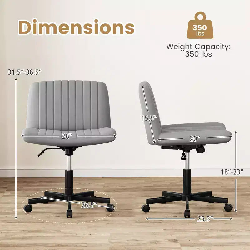 Criss Cross Chair with Wheels – Extra-Wide Linen Seat, 360° Swivel, 350 lb Capacity