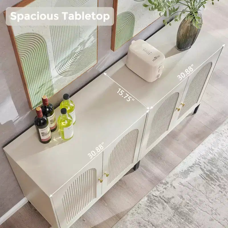 TV Stand for TVs up to 75 Inch, 61.75W Mid Century Modern Entertainment Center w/Storage, TV Console w/Adjustable Shelves for Living Room