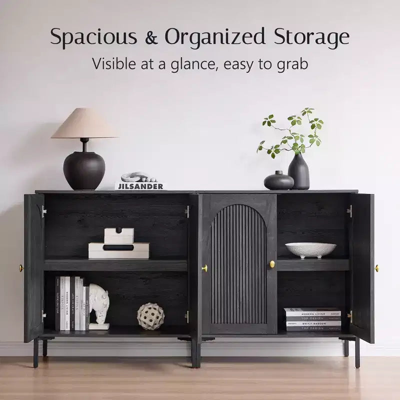 TV Stand for TVs up to 75 Inch, 61.75W Mid Century Modern Entertainment Center w/Storage, TV Console w/Adjustable Shelves for Living Room