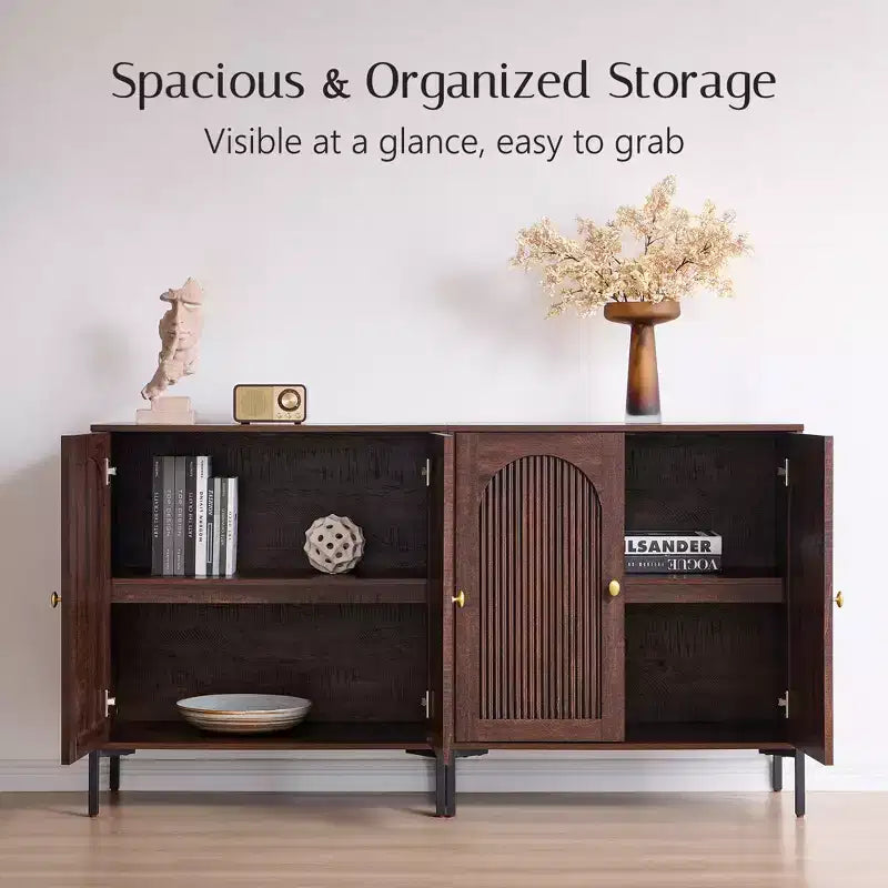 TV Stand for TVs up to 75 Inch, 61.75W Mid Century Modern Entertainment Center w/Storage, TV Console w/Adjustable Shelves for Living Room