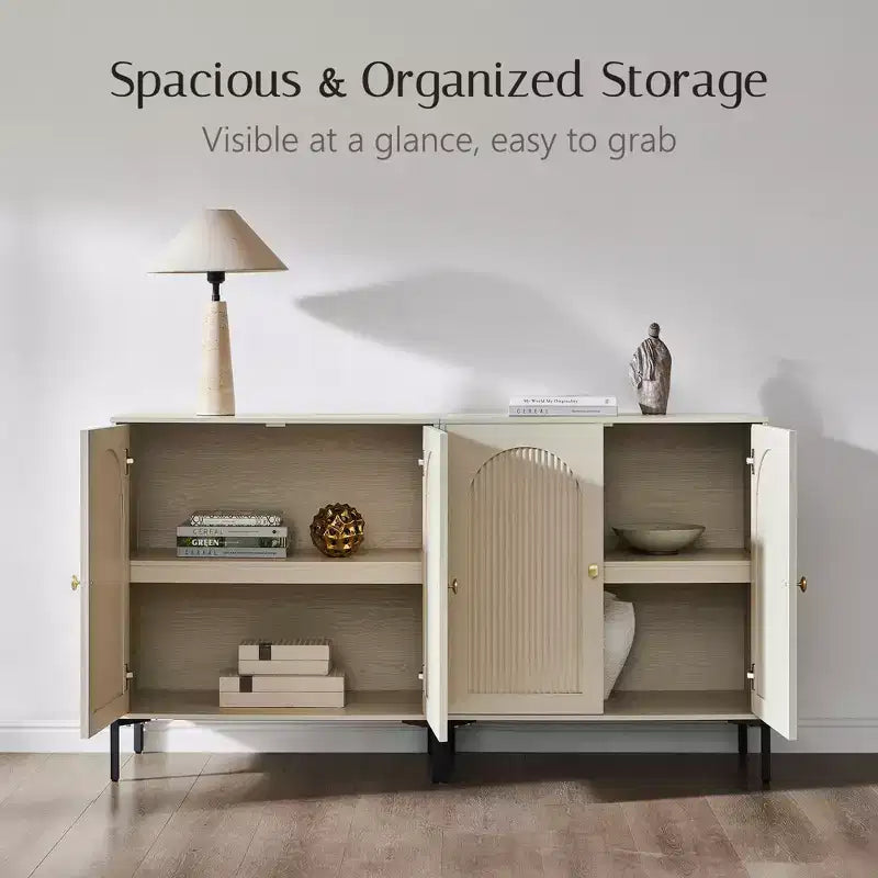 TV Stand for TVs up to 75 Inch, 61.75W Mid Century Modern Entertainment Center w/Storage, TV Console w/Adjustable Shelves for Living Room