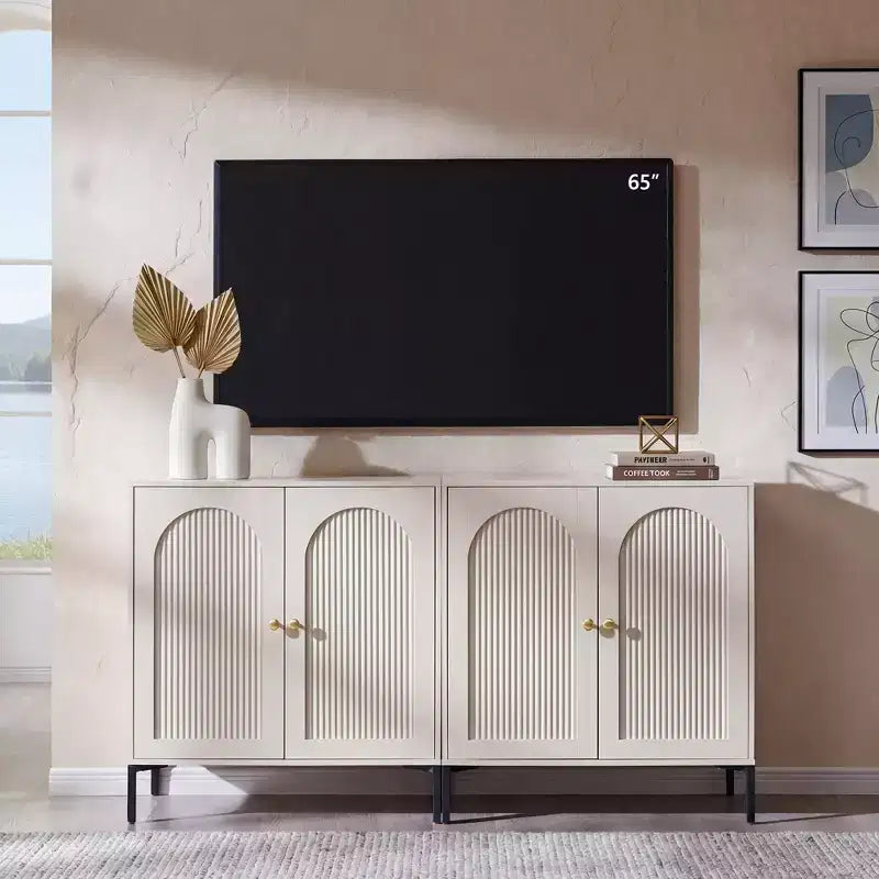 TV Stand for TVs up to 75 Inch, 61.75W Mid Century Modern Entertainment Center w/Storage, TV Console w/Adjustable Shelves for Living Room