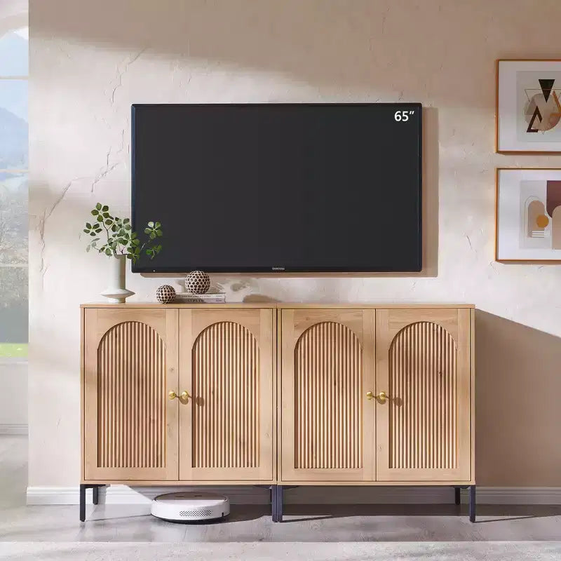 TV Stand for TVs up to 75 Inch, 61.75W Mid Century Modern Entertainment Center w/Storage, TV Console w/Adjustable Shelves for Living Room