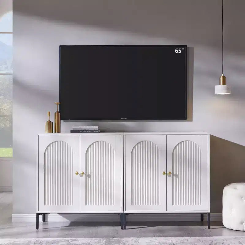TV Stand for TVs up to 75 Inch, 61.75W Mid Century Modern Entertainment Center w/Storage, TV Console w/Adjustable Shelves for Living Room