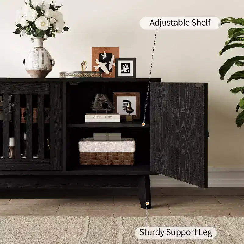 TV Stand Entertainment Center with Storage Cabinets, 4 Doors & Power Outlets Media TV Console Table for UP to 70 Television Stands