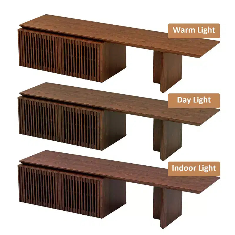 78–110" Extendable TV Stand Console Cabinet – Veneer & Slatted Design, 85" Max TV