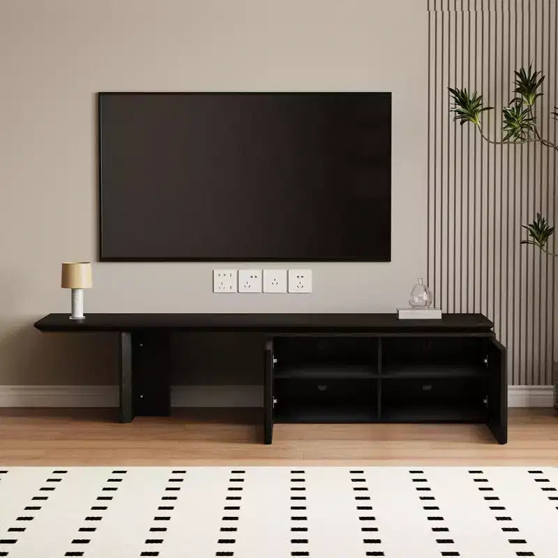 78–110" Extendable TV Stand Console Cabinet – Veneer & Slatted Design, 85" Max TV