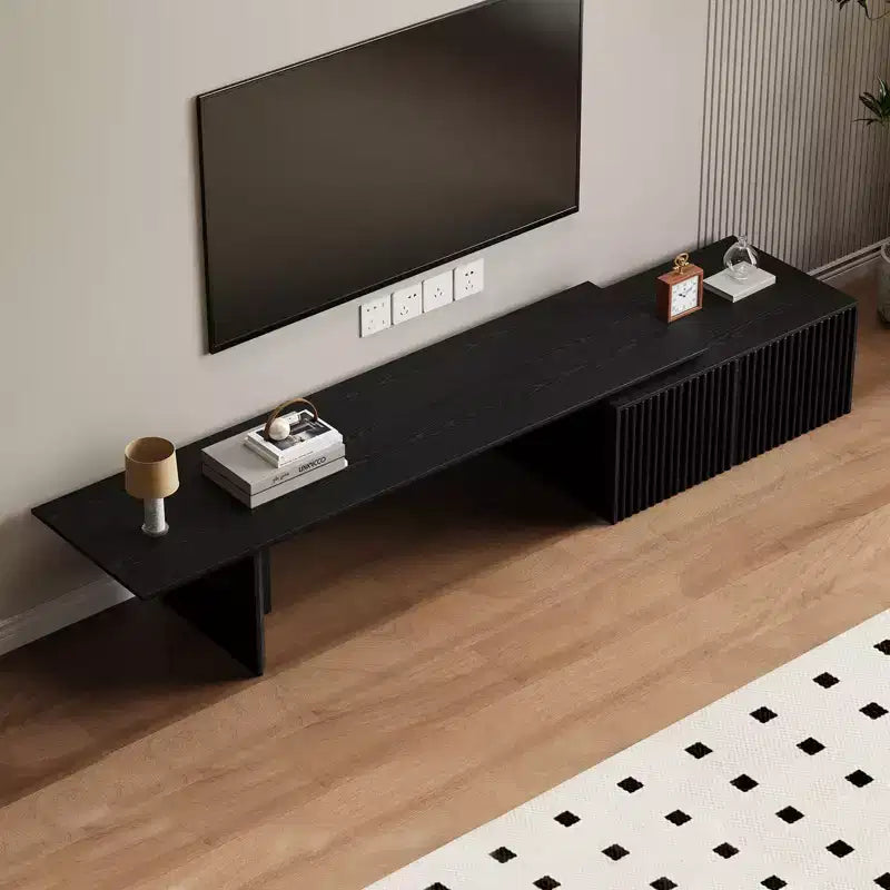 78–110" Extendable TV Stand Console Cabinet – Veneer & Slatted Design, 85" Max TV