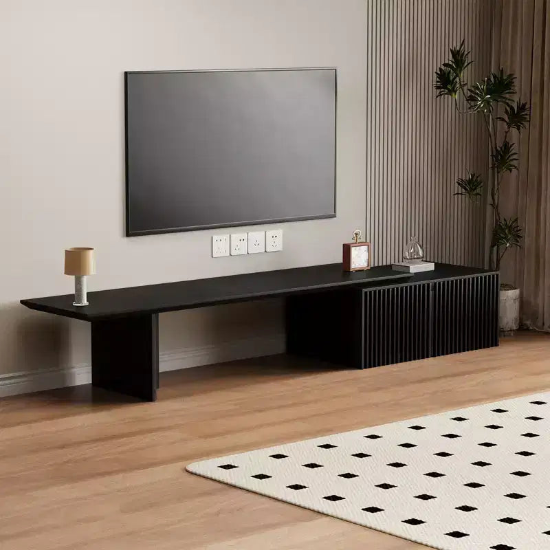 78–110" Extendable TV Stand Console Cabinet – Veneer & Slatted Design, 85" Max TV