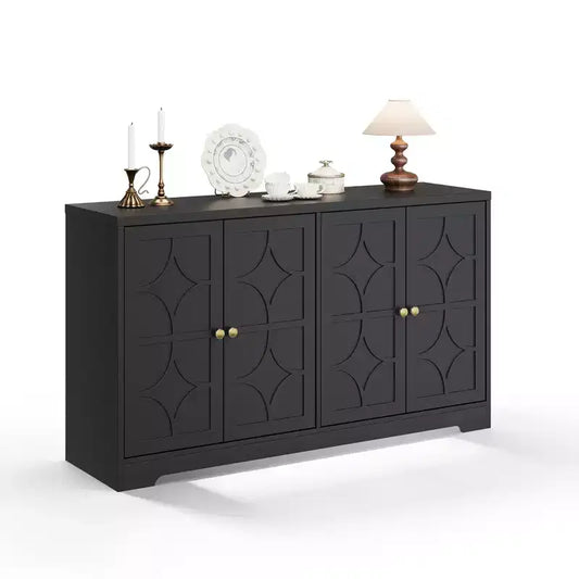 55 Inch Modern Sideboard Buffet Cabinet with 4 Doors & Adjustable Shelves, 300 LBS Capacity Storage Cabinet for Kitchen Living Room