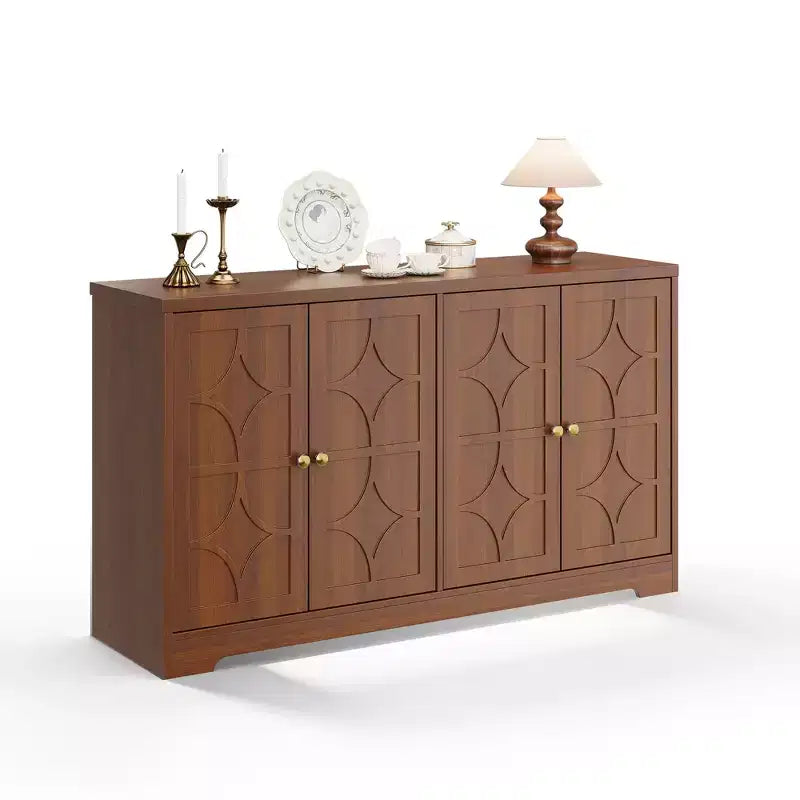 55 Inch Modern Sideboard Buffet Cabinet with 4 Doors & Adjustable Shelves, 300 LBS Capacity Storage Cabinet for Kitchen Living Room