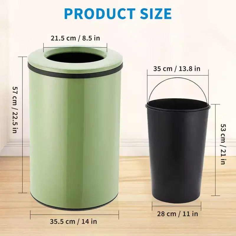 Commercial-Grade Open Top Trash Can, 10.6 Gallon Fingerprint-Proof Stainless Steel Garbage Can with Removable Inner Bucket for Kitchen, Restaurant