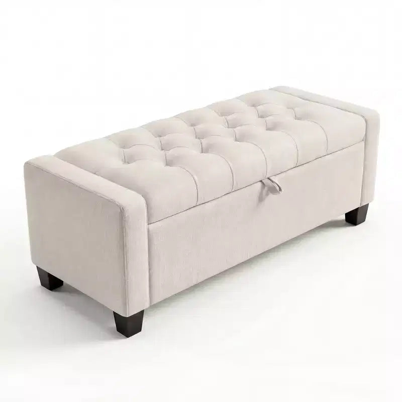 50.8 Large Storage Ottoman Bench w/ Safety Slow-Close Hinge, 670lbs Tufted Upholstered End of Bed Trunk for Bedroom, Living Room