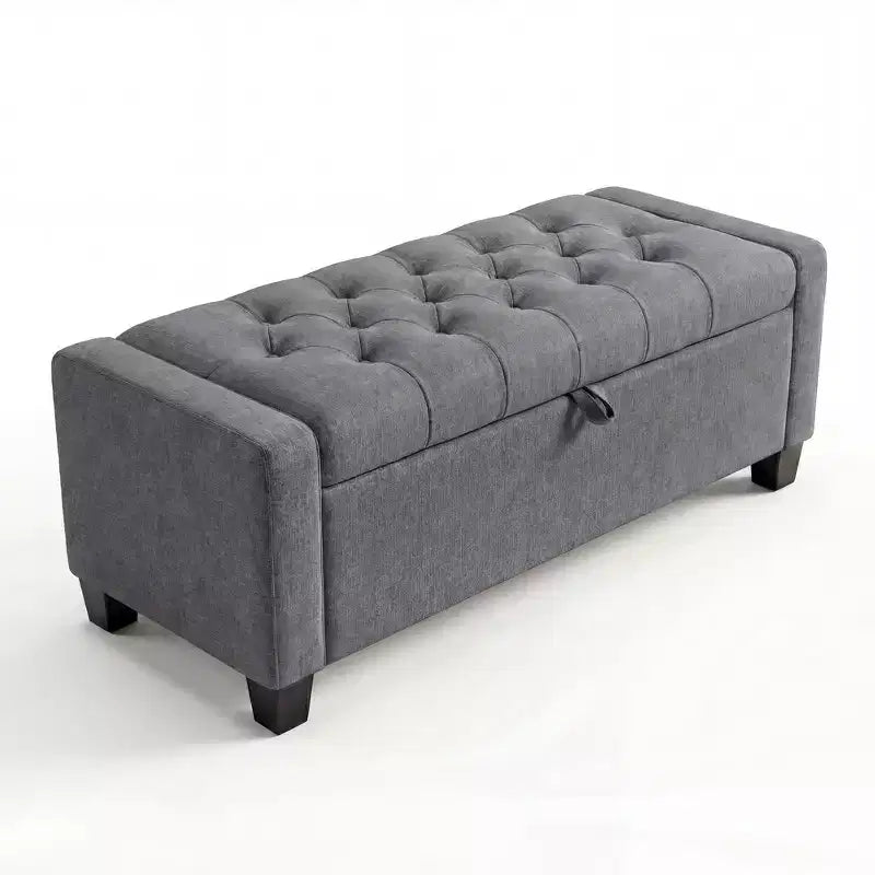50.8 Large Storage Ottoman Bench w/ Safety Slow-Close Hinge, 670lbs Tufted Upholstered End of Bed Trunk for Bedroom, Living Room